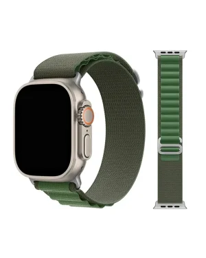 Green alpine loop fabric band for Apple Watch with titanium connector