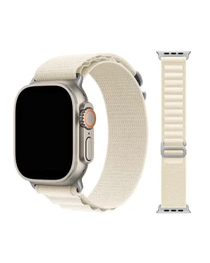 Cream Alpine Loop band for Apple Watch with adjustable fabric strap