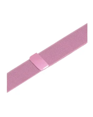 Pink Milanese loop smartwatch band with magnetic clasp closure