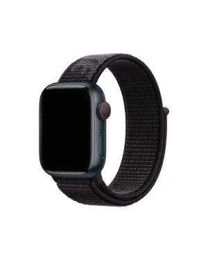 Black sport loop band for smartwatch with breathable woven nylon material