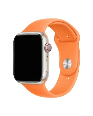 Bright orange silicone sport band for smartwatch with silver aluminum case