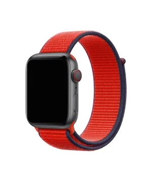 Apple Watch Sport Loop band Expedition Red nylon strap with navy trim