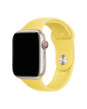 Apple Watch silver case with lemon zest yellow sport band strap