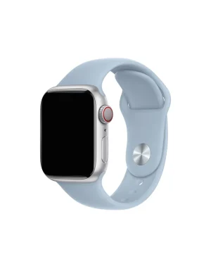 Light blue sport band for Apple Watch with silver aluminum case