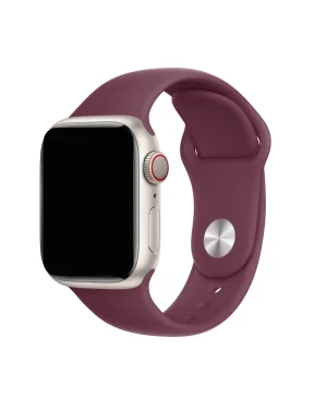 Silver Apple Watch with mulberry sport band silicone strap