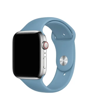 Silver smartwatch with Northern Blue sport band silicone strap