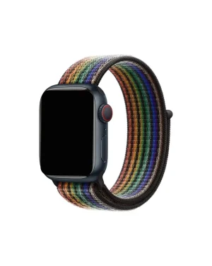 Apple Watch Pride Edition rainbow sport loop band with woven nylon material